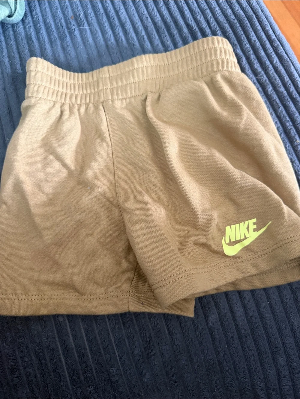Nike Olive/Tan Shorts with Neon Yellow Logo